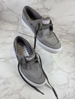 Converse Gray Canvas Lace-Up Boat Sneakers(B10)